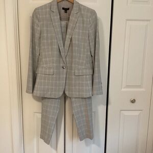 Two-piece lavender/cream plaid suit